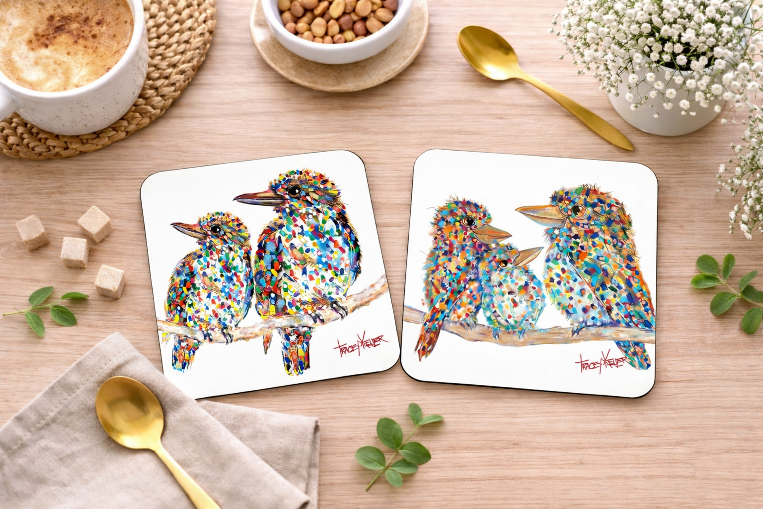 3some Kookaburras Coaster