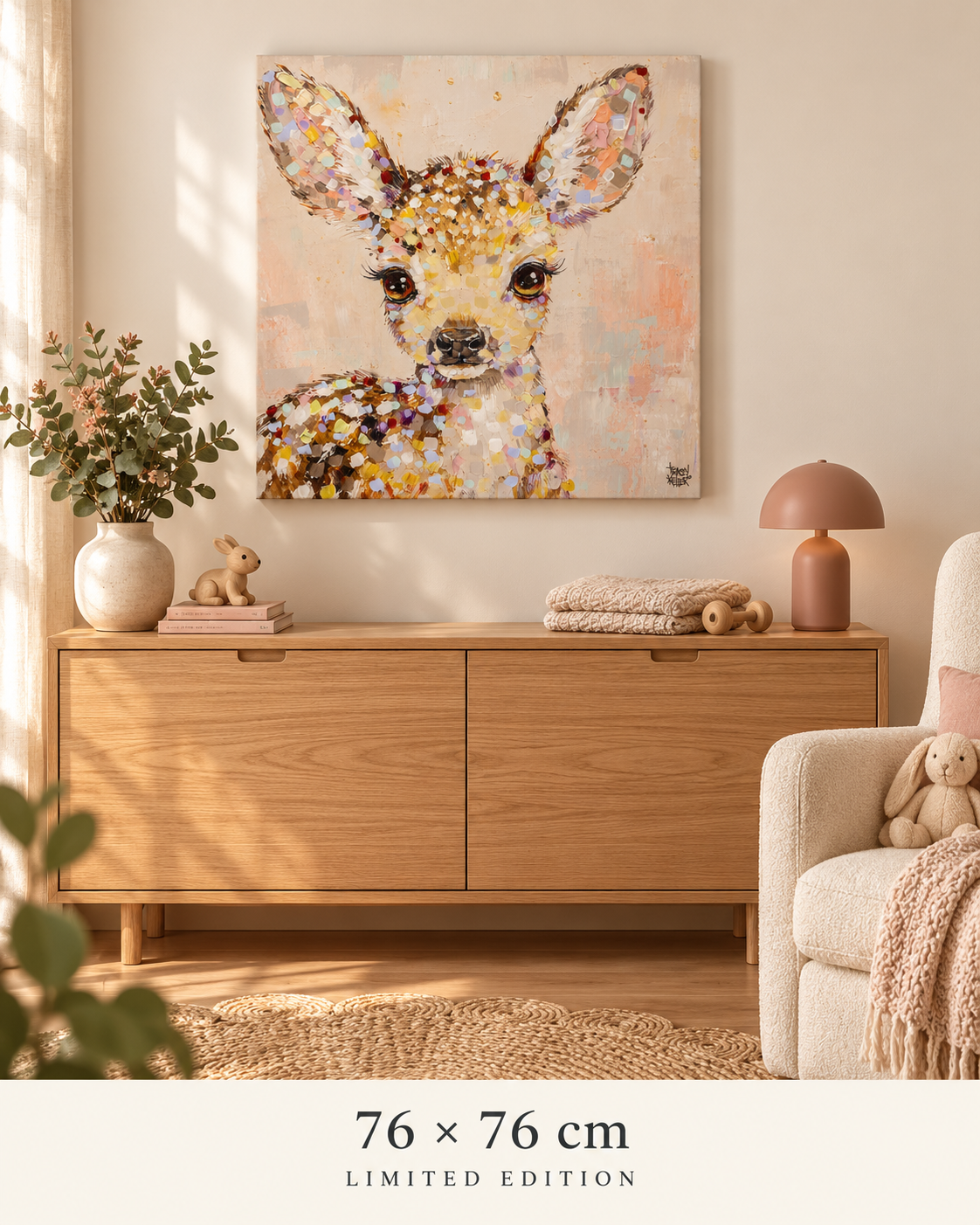 GENTLE — 76 × 76 cm limited edition canvas in a room