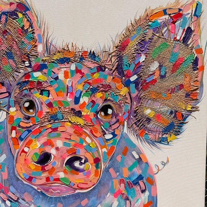 I Don’t Do Markets — original pig painting by Tracey Keller