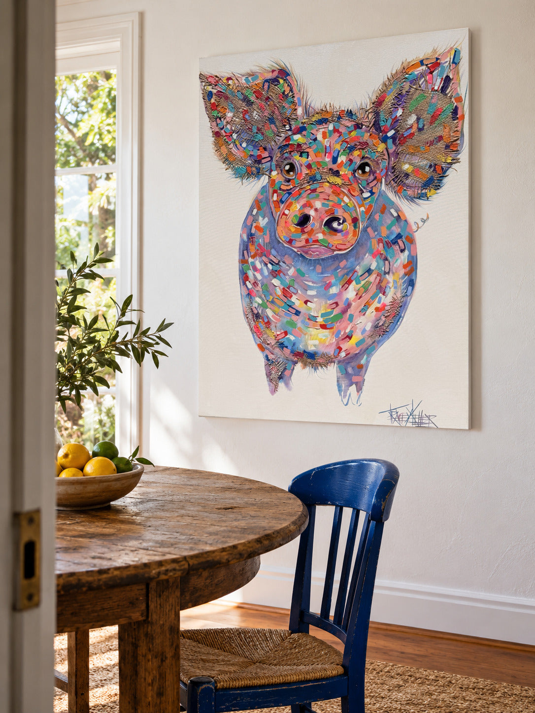 I Don’t Do Markets — original pig painting by Tracey Keller