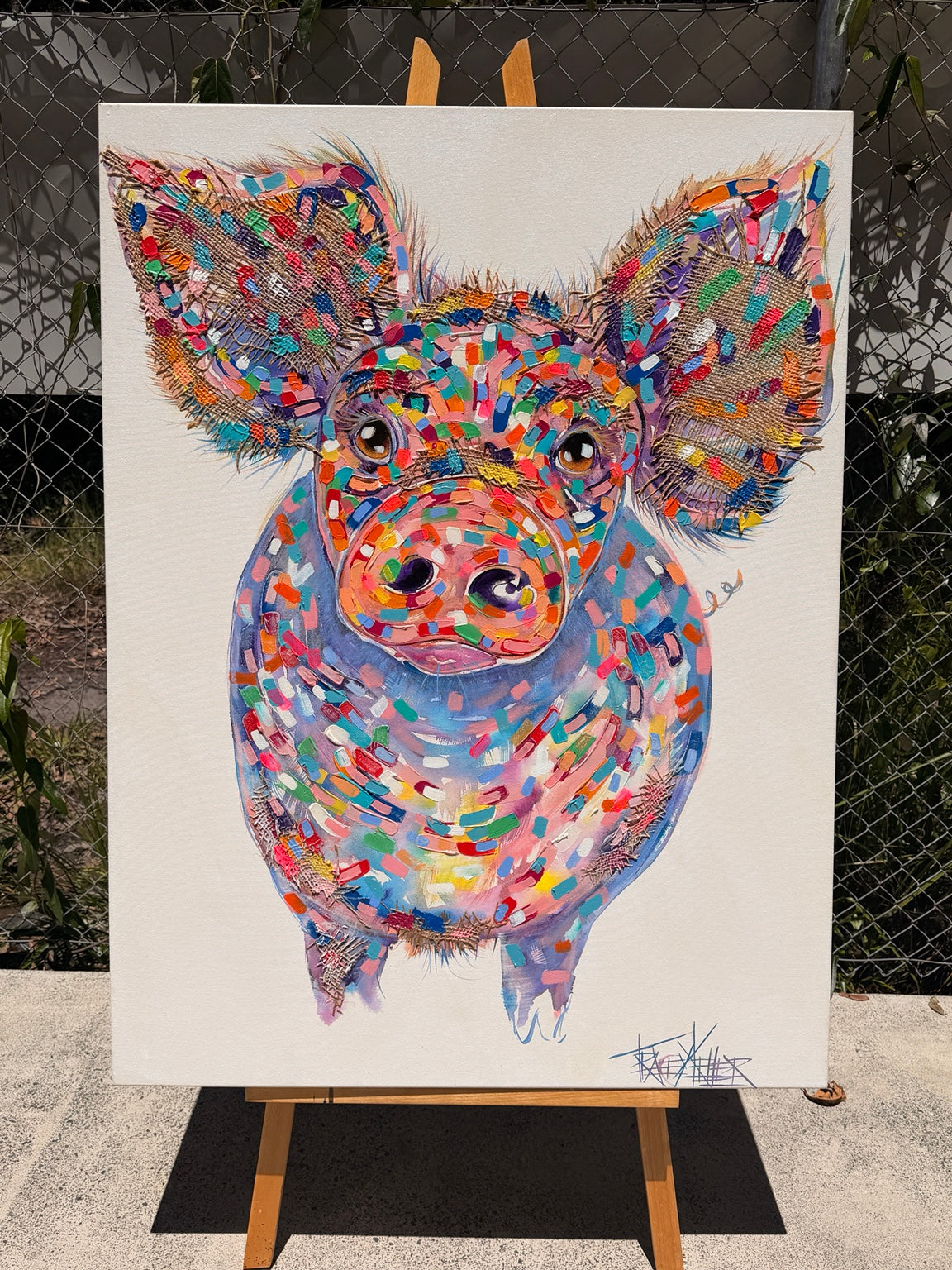 I Don’t Do Markets original painting photographed on the easel