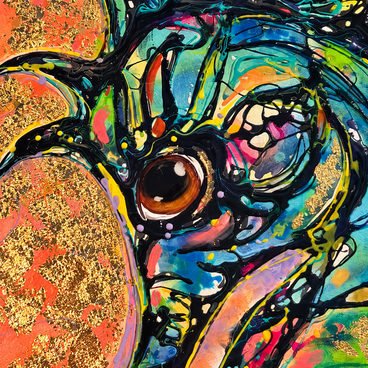 Eye, resin and gold leaf detail