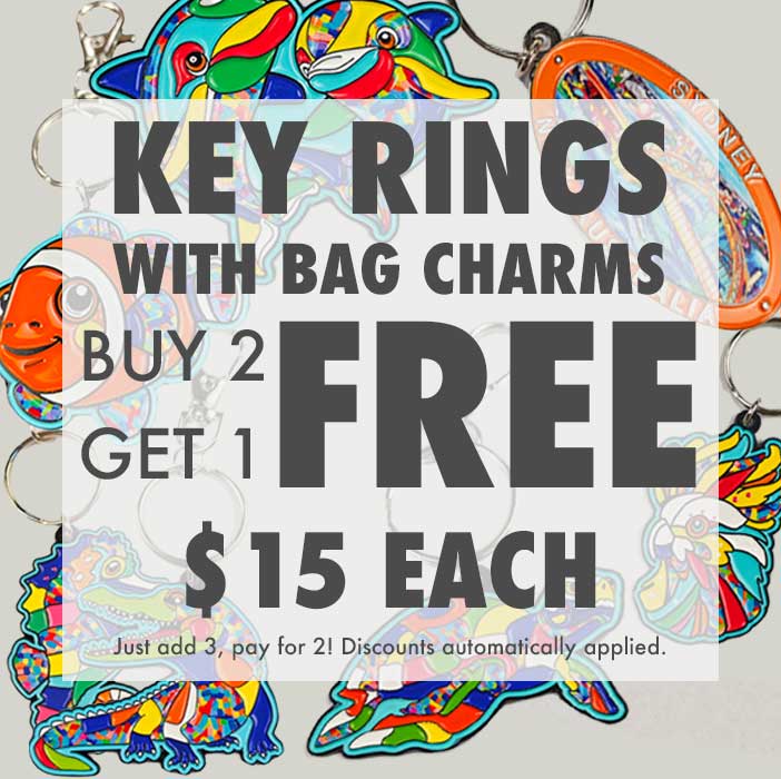 Key Rings with Bag Charms