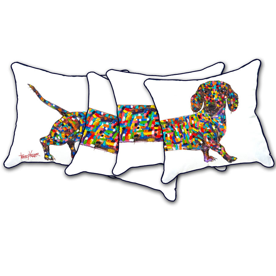 Daschy Set Indoor/Outdoor Dachshund Cushion Covers Plus 2 Extenders