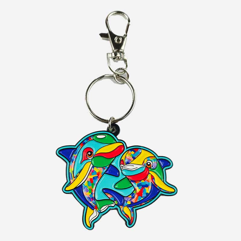 Dolphins Key Ring with Bag Charm