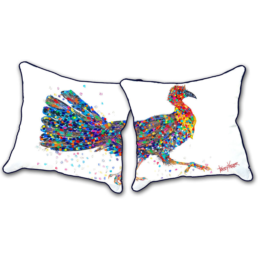 Gobble Diptych | Bush Turkey Indoor/Outdoor Cushion Cover