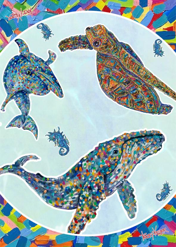 Sealife Oven Art Tea Towel