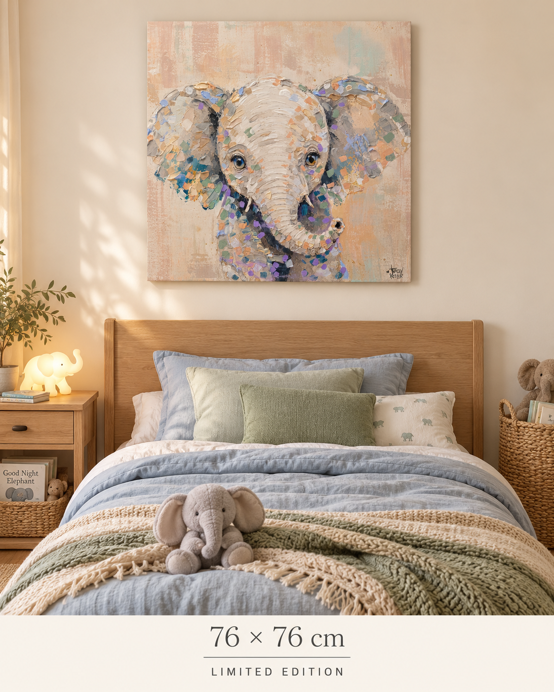 BRAVE — 76 × 76 cm limited edition canvas in a room