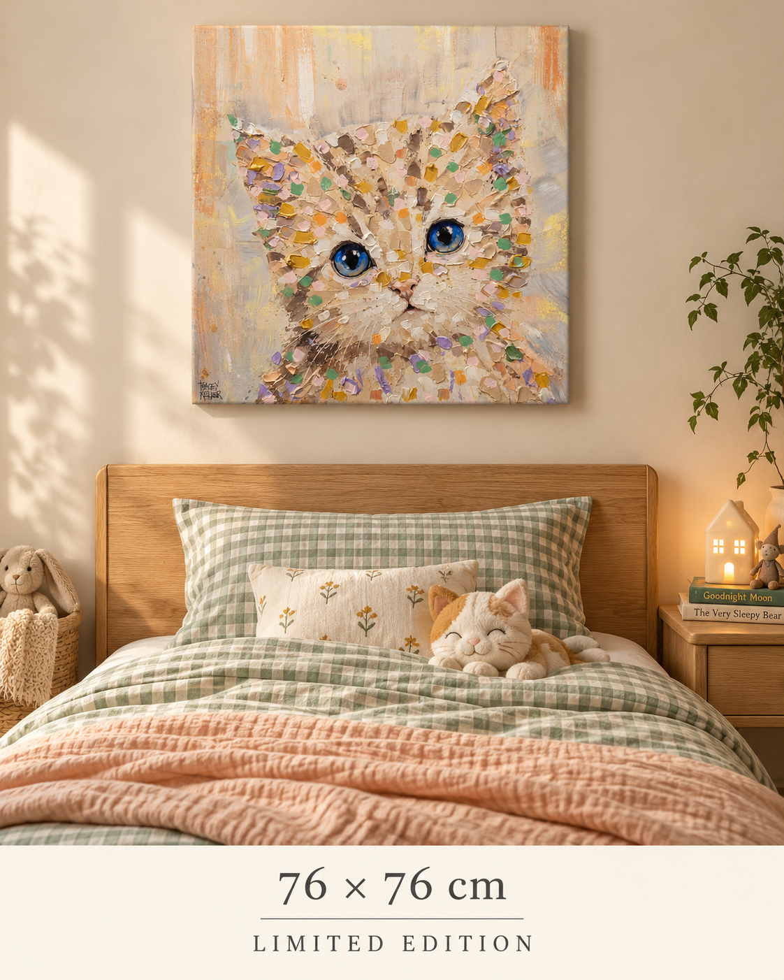 CURIOUS — 76 × 76 cm limited edition canvas in a room