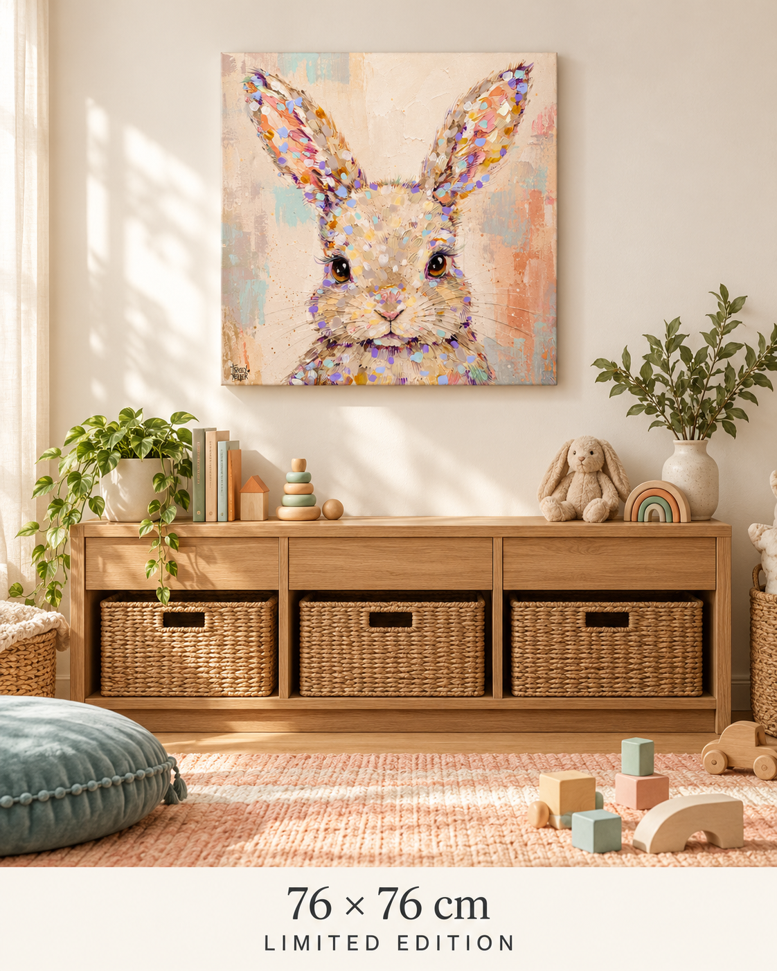 PLAY — 76 × 76 cm limited edition canvas in a room