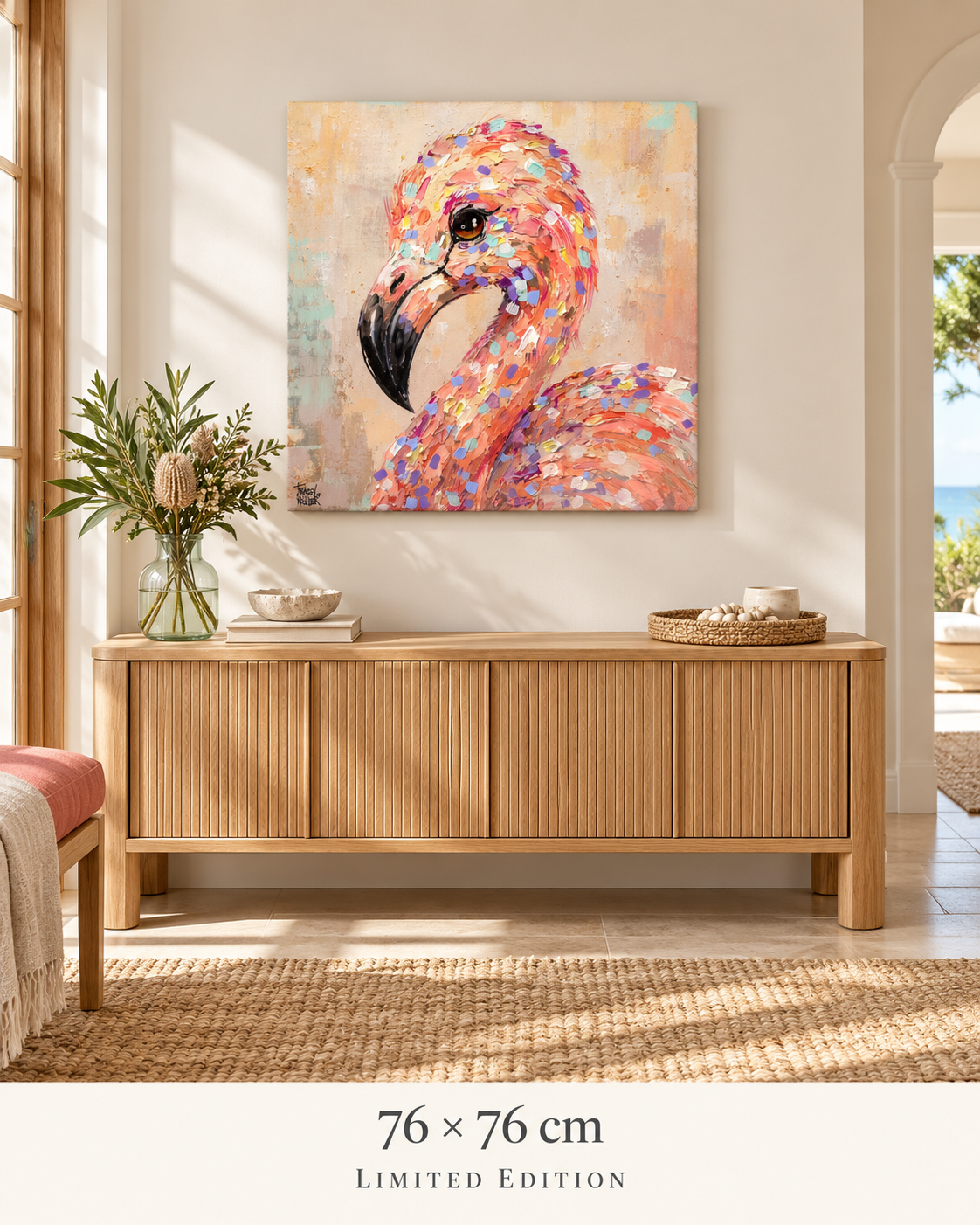 SHINE — 76 × 76 cm limited edition canvas in a room
