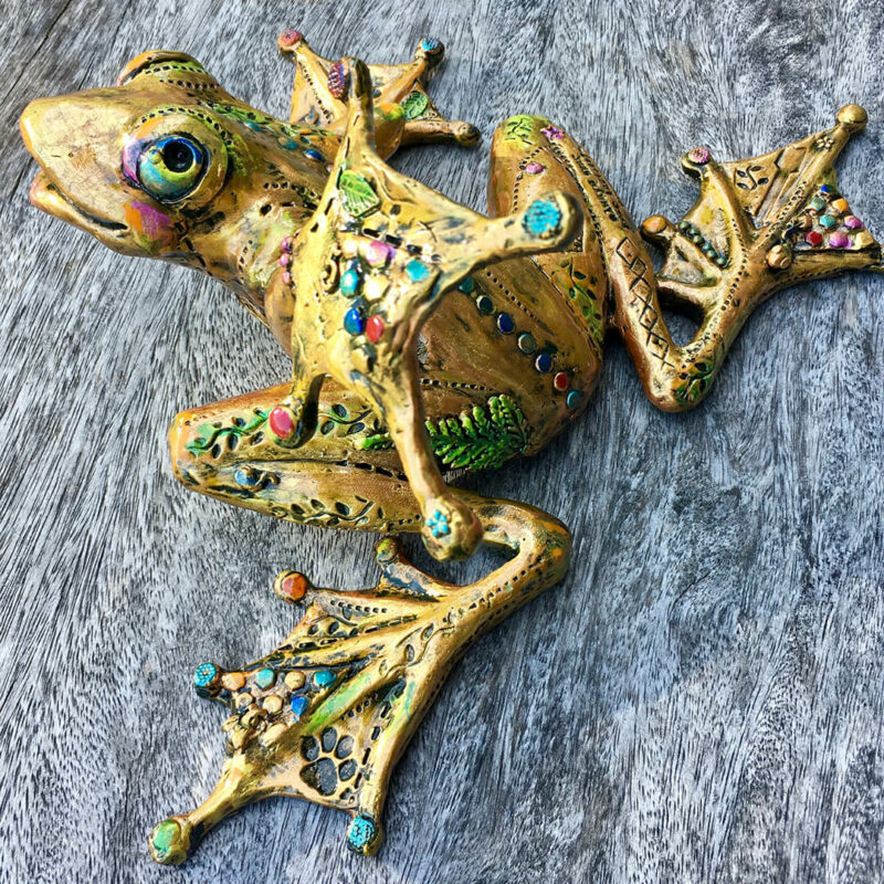 High 5 Frog | Tracey Keller BRONZE Frog Sculpture