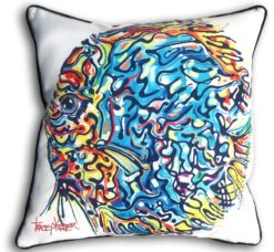 Blue Discus Indoor/Outdoor Cushion Cover