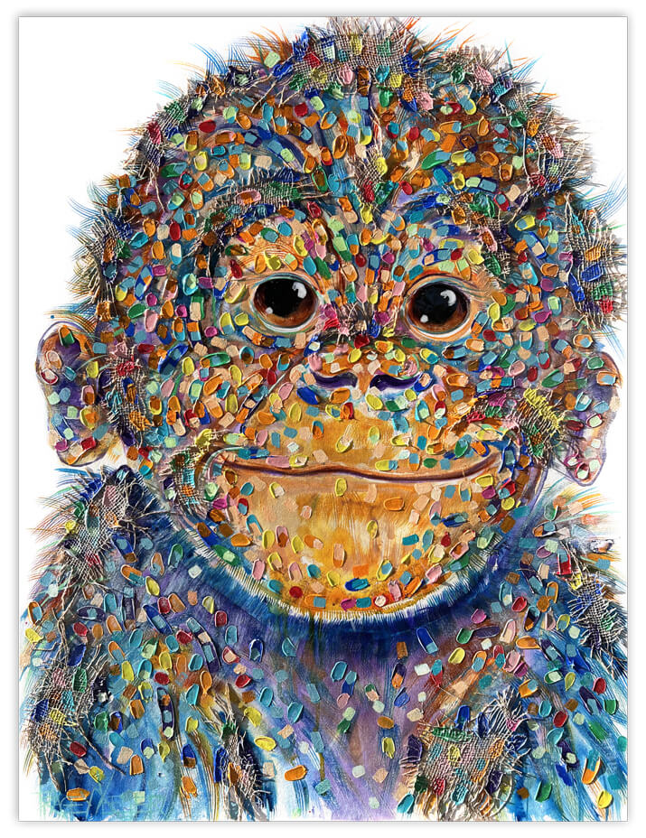 proud moment baby orangutan painting