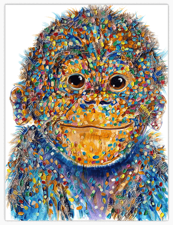 proud moment baby orangutan painting