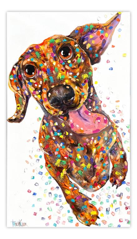 sheer puppy joy dachshund painting