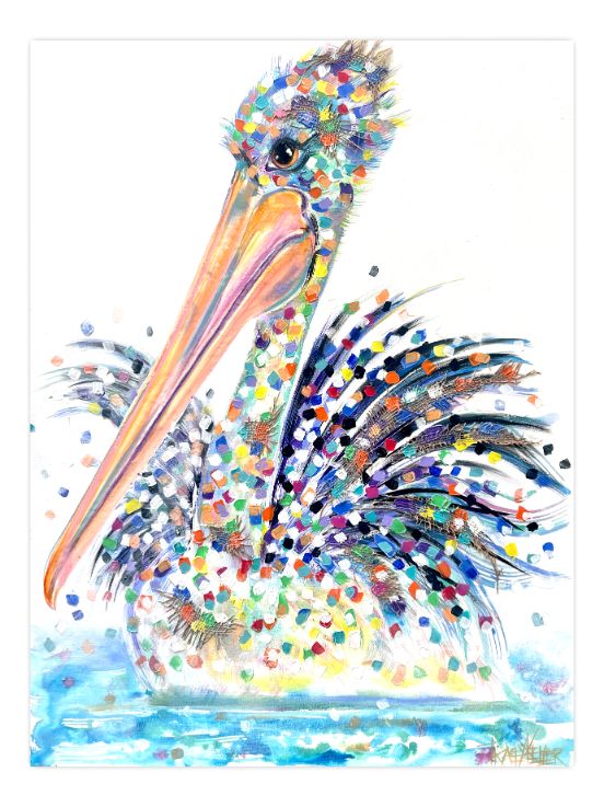 plumes of beauty 120x90cm pelican painting