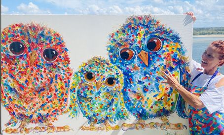 tracey keller owls painting